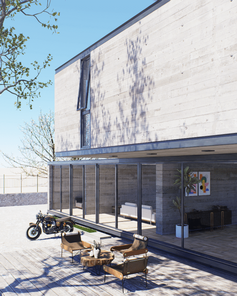 Nuestro estudio de arquitectura en Guadalajara presenta Arkham 1890: un proyecto de casa brutalista en Sonora, diseñado en BIM con materiales atemporales como concreto y acero, se trabajo un proyecto ejecutivo de esta casa.