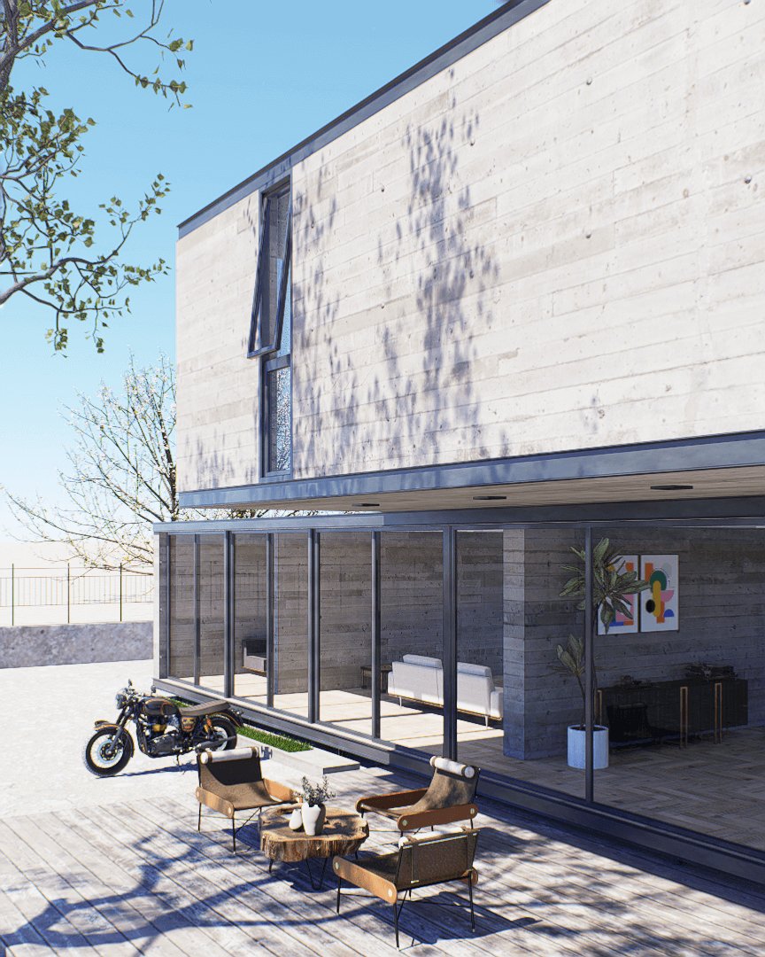 Nuestro estudio de arquitectura en Guadalajara presenta Arkham 1890: un proyecto de casa brutalista en Sonora, diseñado en BIM con materiales atemporales como concreto y acero